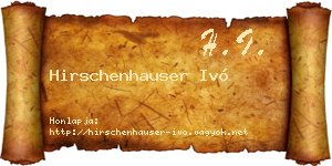 Hirschenhauser Ivó névjegykártya